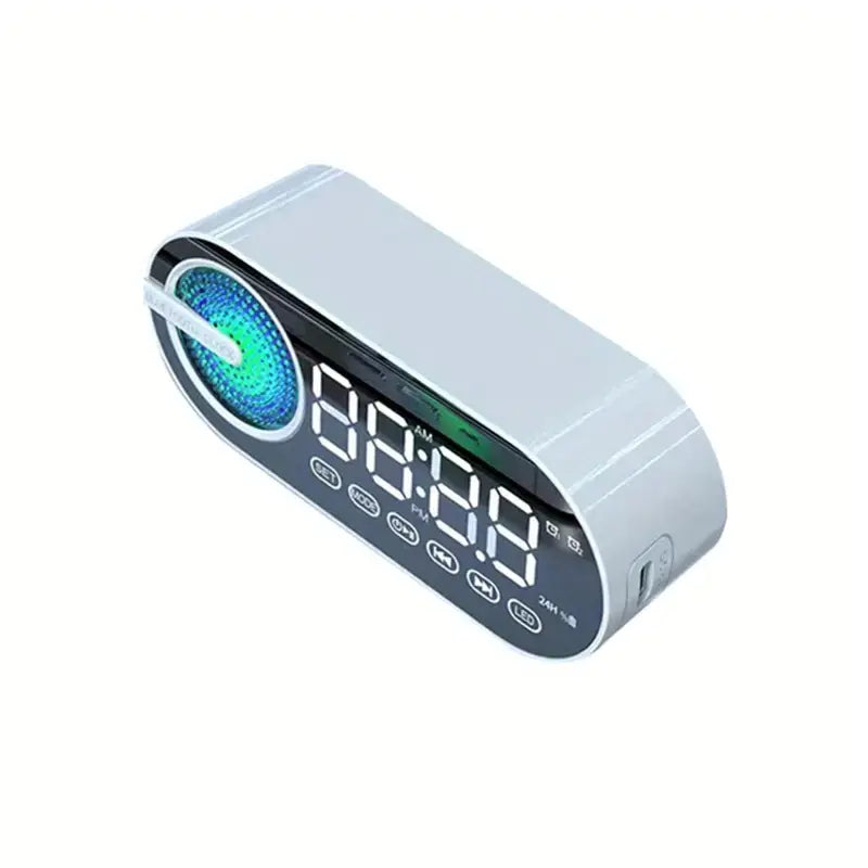 Altavoz con Reloj Despertador Bluetooth y Subwoofer FM Portátil