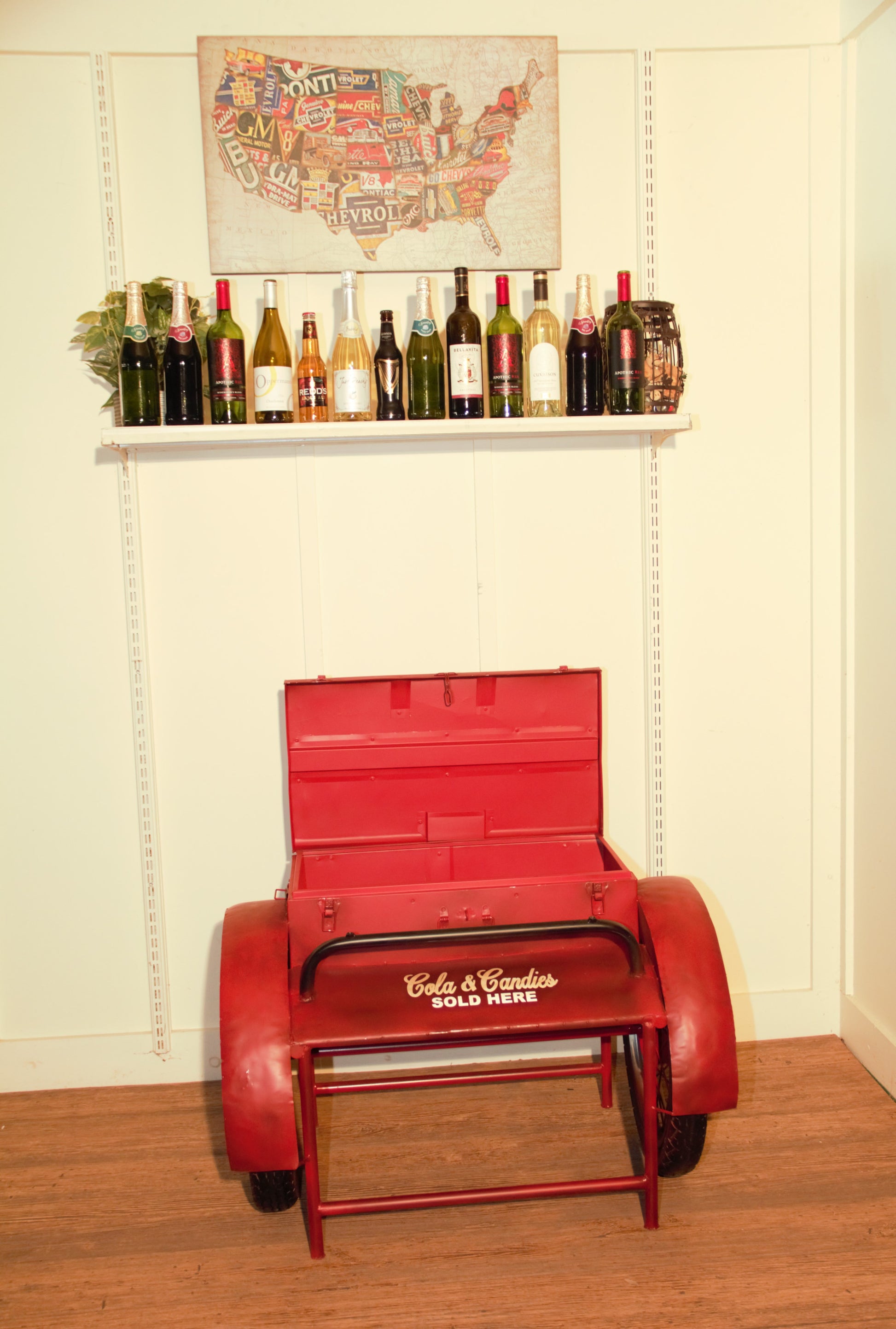 Retro Red Metal Delivery Box Accent Side Table-3