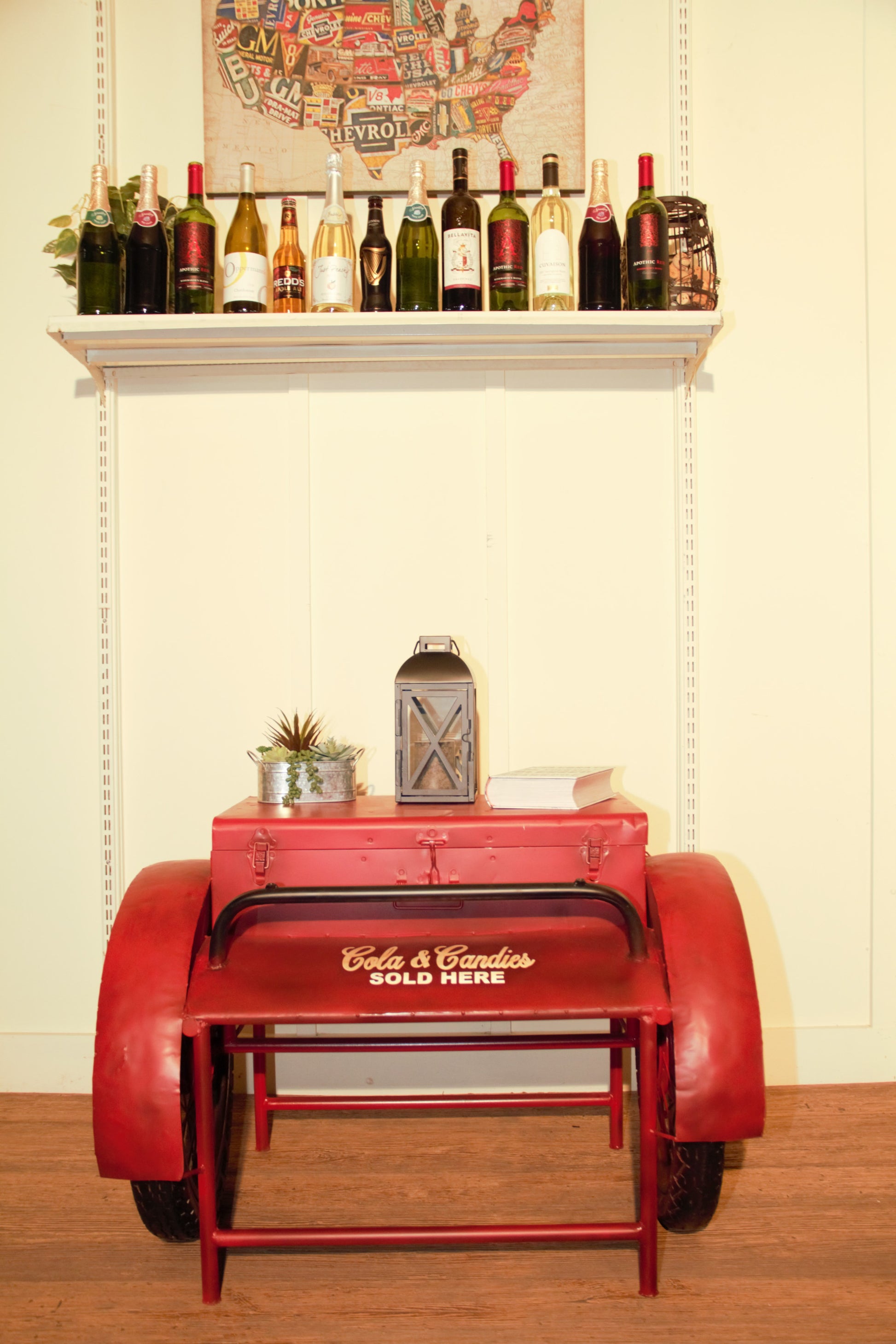 Retro Red Metal Delivery Box Accent Side Table-4