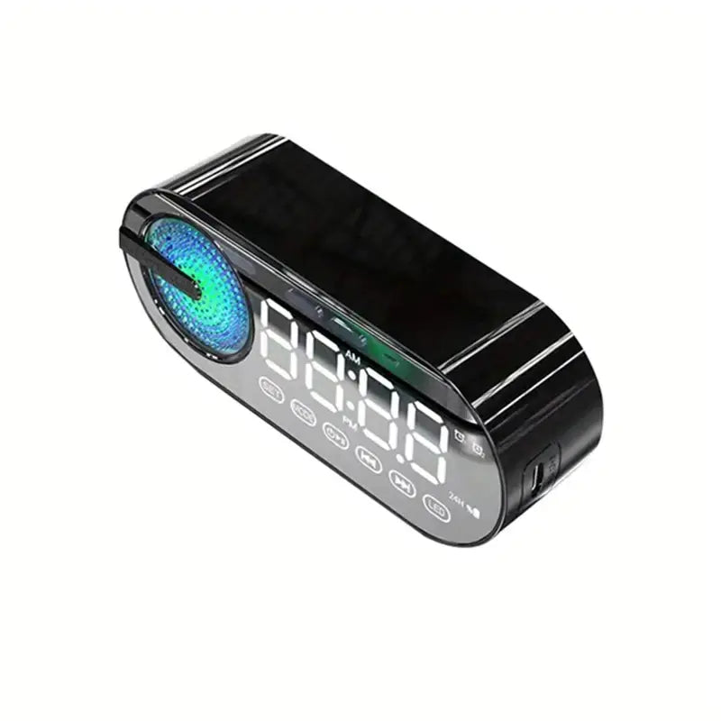 Altavoz con Reloj Despertador Bluetooth y Subwoofer FM Portátil